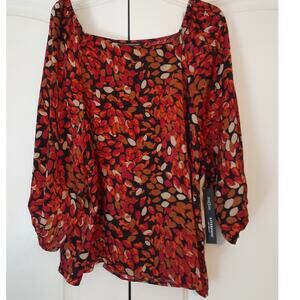 Liverpool Autumn Petals Colorful Pullover Blouse size 3X NEW 3/4 sleeves